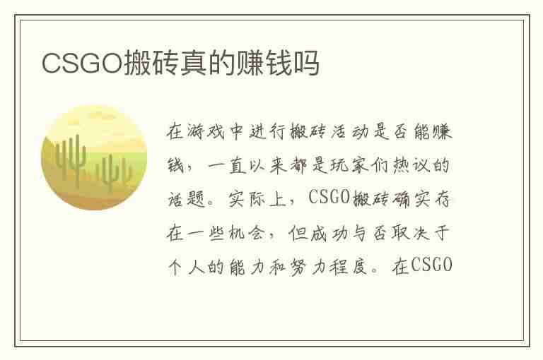 CSGO搬砖真的赚钱吗(2023适合长期搬砖的手游)